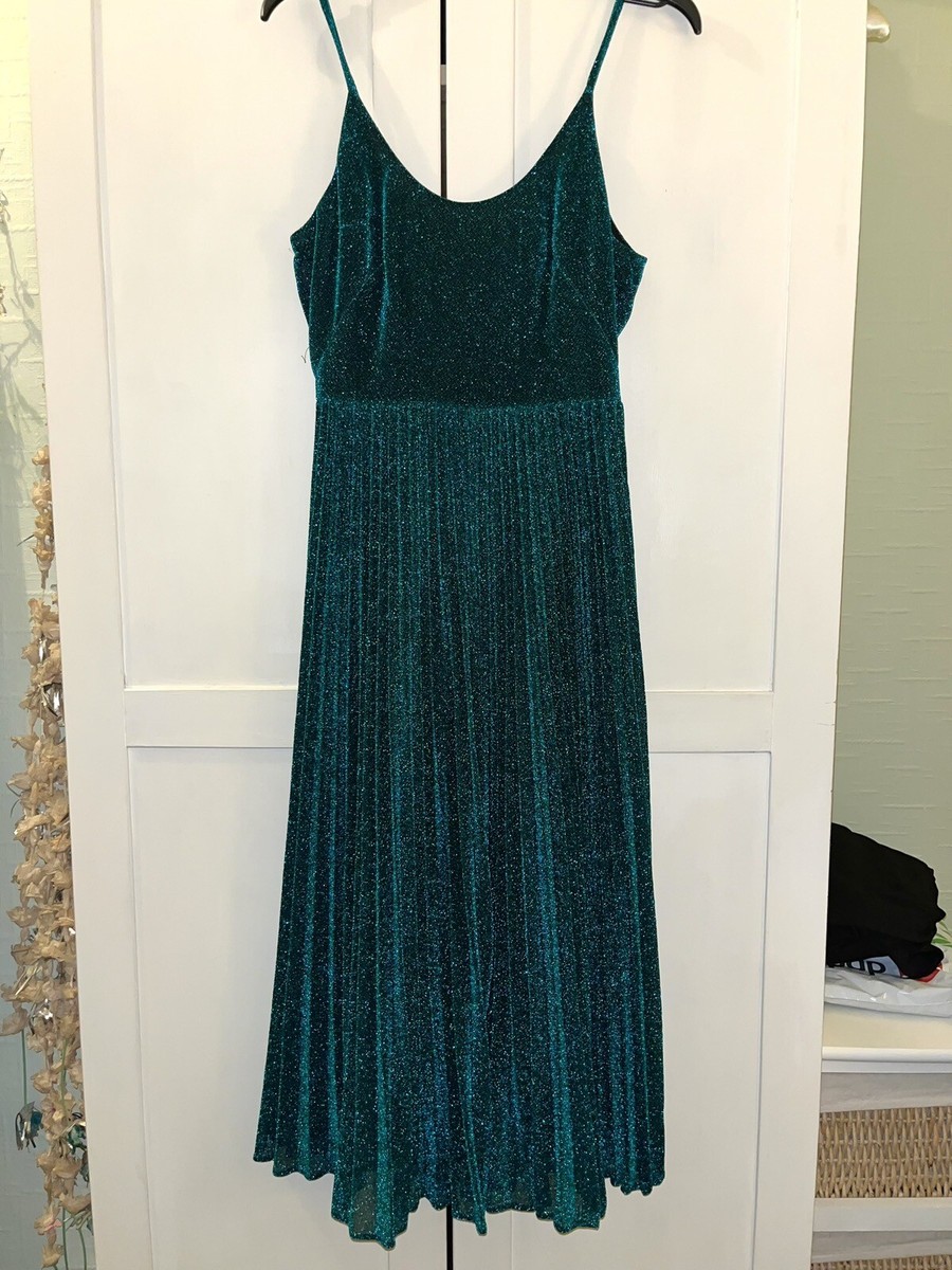 whistles green pleated dress Whistles Velvet Pleated Sleeve Dress Dark Green Size 12