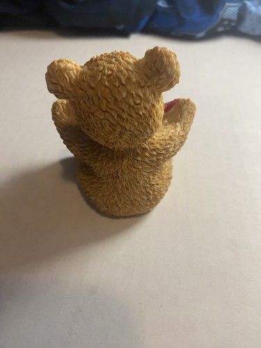 Vintage VDay Ceramic Bear Faux Jewel Collectible Holding Hearts - Picture 3 of 5