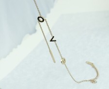 Women Titanium Stainless Steel Letter Love Rose Gold Hand Chain Bracelet 6-8.5"