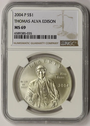 2004-P Thomas Alva Edison Silver Dollar Modern Commemorative $1 MS 69 NGC