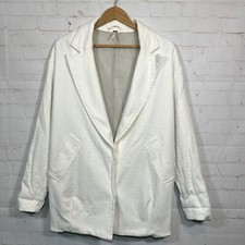 Free People Blazer Womens Size Small White Oversized Slouchy Textured Pockets
