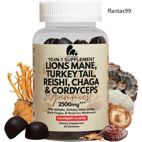Gomitas de setas melena de león con cola de pavo, Ganoderma lucidum, etc., 2500 mg - Imagen 6 de 6