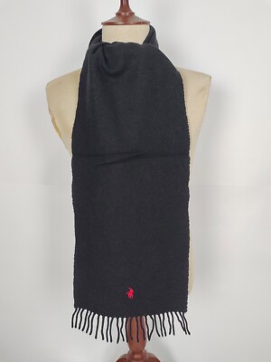 Ralph Lauren Polo genuine vintage pony Black wool winter Scarf