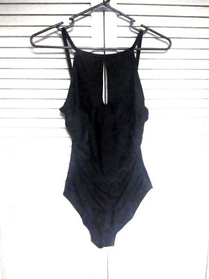 Womens Black one piece Ellen Tracy SZ 8 Swimsuit padded cups empire front