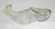 Vtg Embossed Pontilled Figural Glass Shoe L.M. Pontil Cologne Ink Bitters Bottle