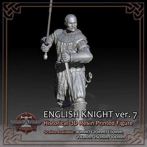 English Knights 3-Pack #1 - 3D Resin Printed Figure Models - Scale 90mm to 300mm - Picture 17 of 22