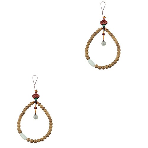 2 Pieces Agarwood Mobile Phone Chain Miss Hanging Lanyard Chinese Style Chains