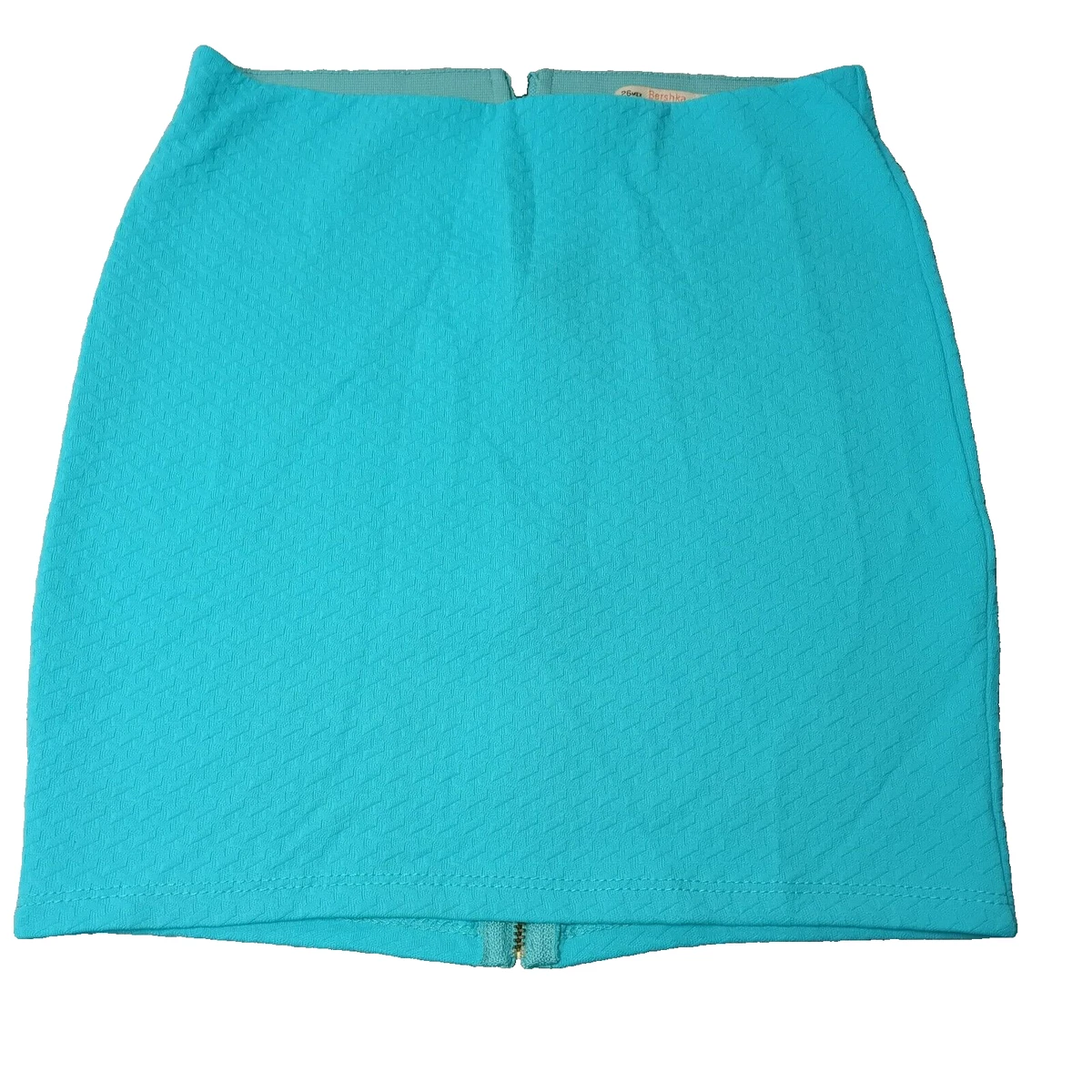 Minifalda Bershka Sunny Day & Me para mujer turquesa tejida a lápiz espalda completa cremallera S