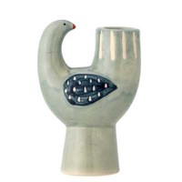 Bloomingville Kerzenhalter Trudy Keramik Vogel Blau GrüN FüR 1 Kerze 12X8 Cm