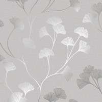 GlÄNzende Ginkgo Tapete Grau / Silber - Holden 12700