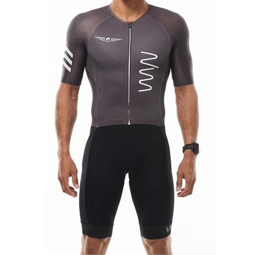 Mens Triathlon Suit Jumpsuit Cycling Aero Skinsuit Short Sleeve Road Bike Racing - Picture 15 of 24