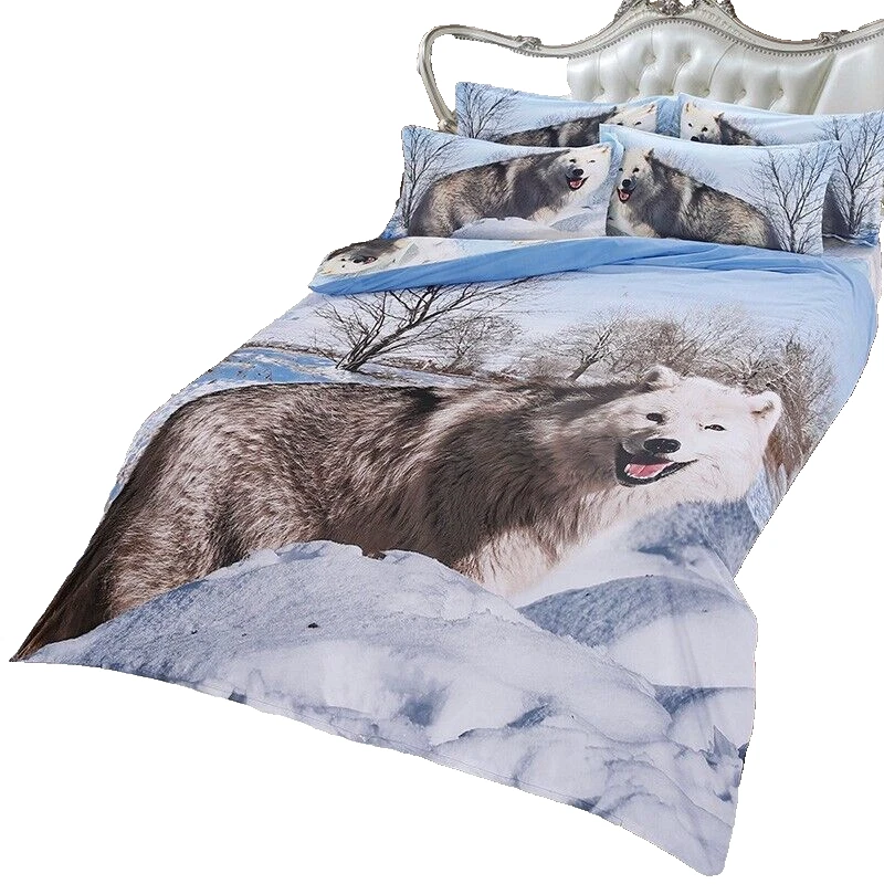 6 piezas. Juego de funda nórdica Queen de polialgodón en azul cielo y gris para edredón Foto 2 de 4