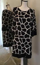 MICHAEL KORS ANIMAL PATERN PRINT BLACK/WHITE SILK DRESS M/M