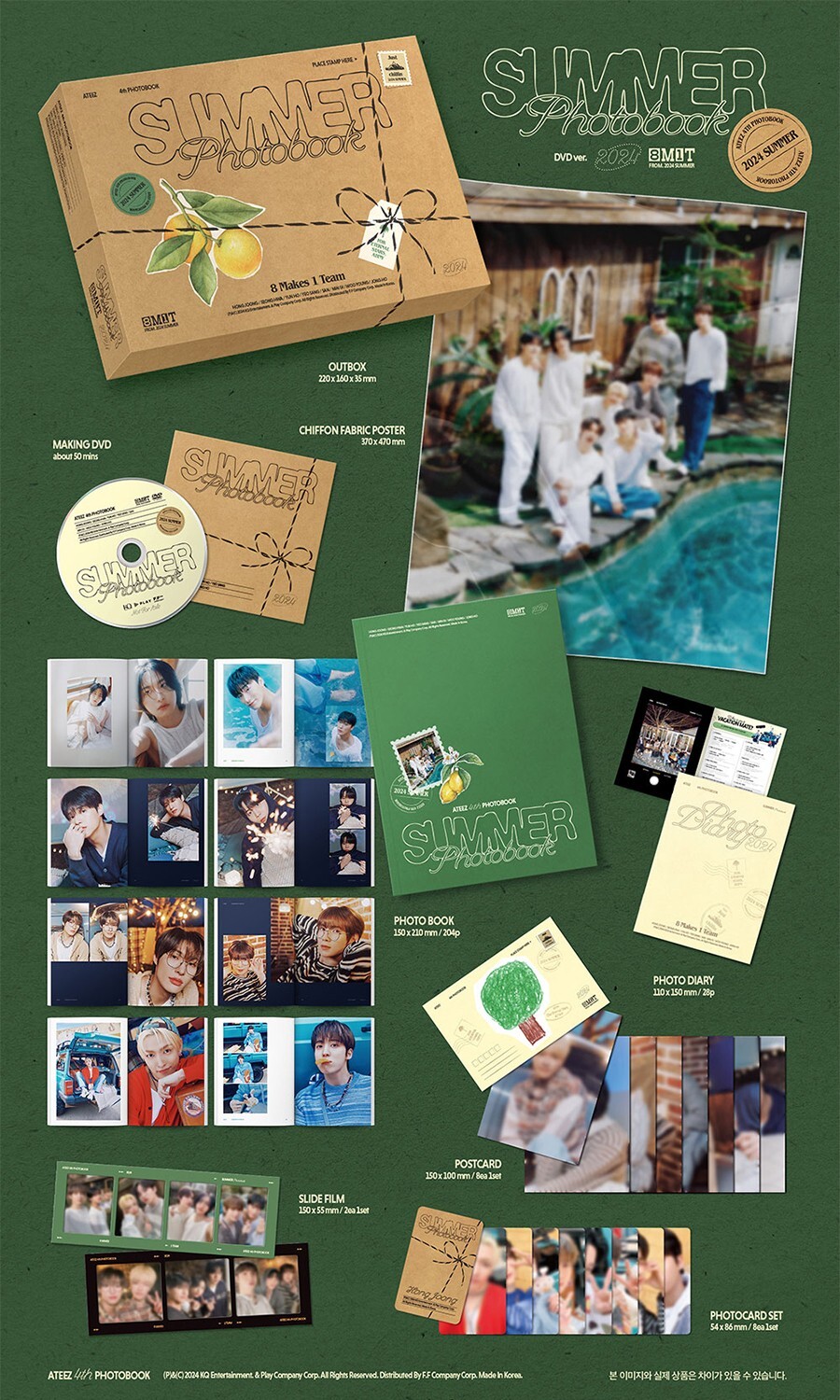 ATEEZ 2024 SUMMER PHOTO BOOK [DVD/PLAY CODE] / Book+Diary+Poster+2