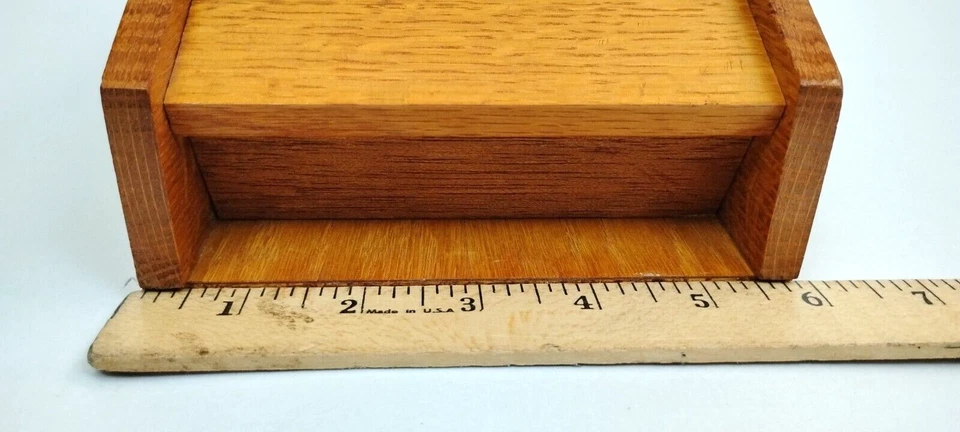 Cubo organizador de billetes clasificador de correo de nivel colgante de pared de roble tigre hecho a mano madera maciza Foto 4 de 4