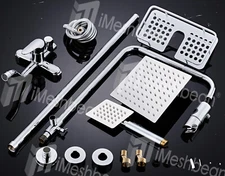 Bathroom Shower Faucet Set with Tub Spout 8"Rainfall Shower Fixture Wall Mounted