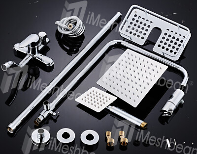 Bathroom Shower Faucet Set with Tub Spout 8''Rainfall Shower Fixture Wall Mounted