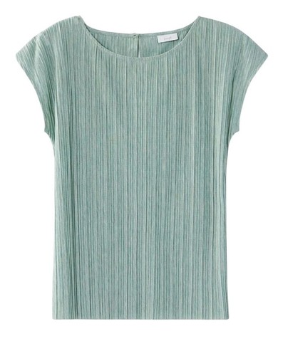 J Jill mintgrünes Top neu mit Etikett plissiert leichter Strick hinten Schlüsselloch Damen Large 14 - Bild 6 von 13