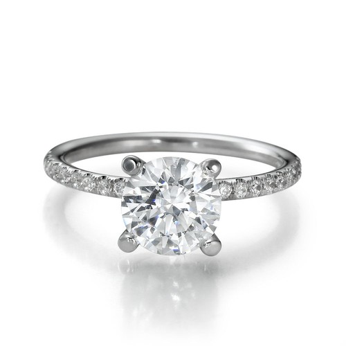 Bague De Fiançailles Diamant 1 Carat F/SI1 - Or Blanc 14 Carats, Style Solitaire