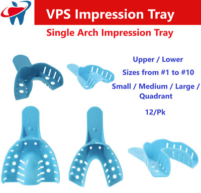12Pcs Dental Impression Trays Perforated Plastic Denture trays Upper/Lower L/M/S