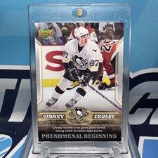 2005-06 UD Phenomenal Beginning #5, SIDNEY CROSBY SP RC???Rookie Card (Wear). rookie card picture