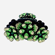 USA LARGE FLOWER HAIR CLAW JAW CLIP made with SWAROVSKI CRYSTAL GREEN