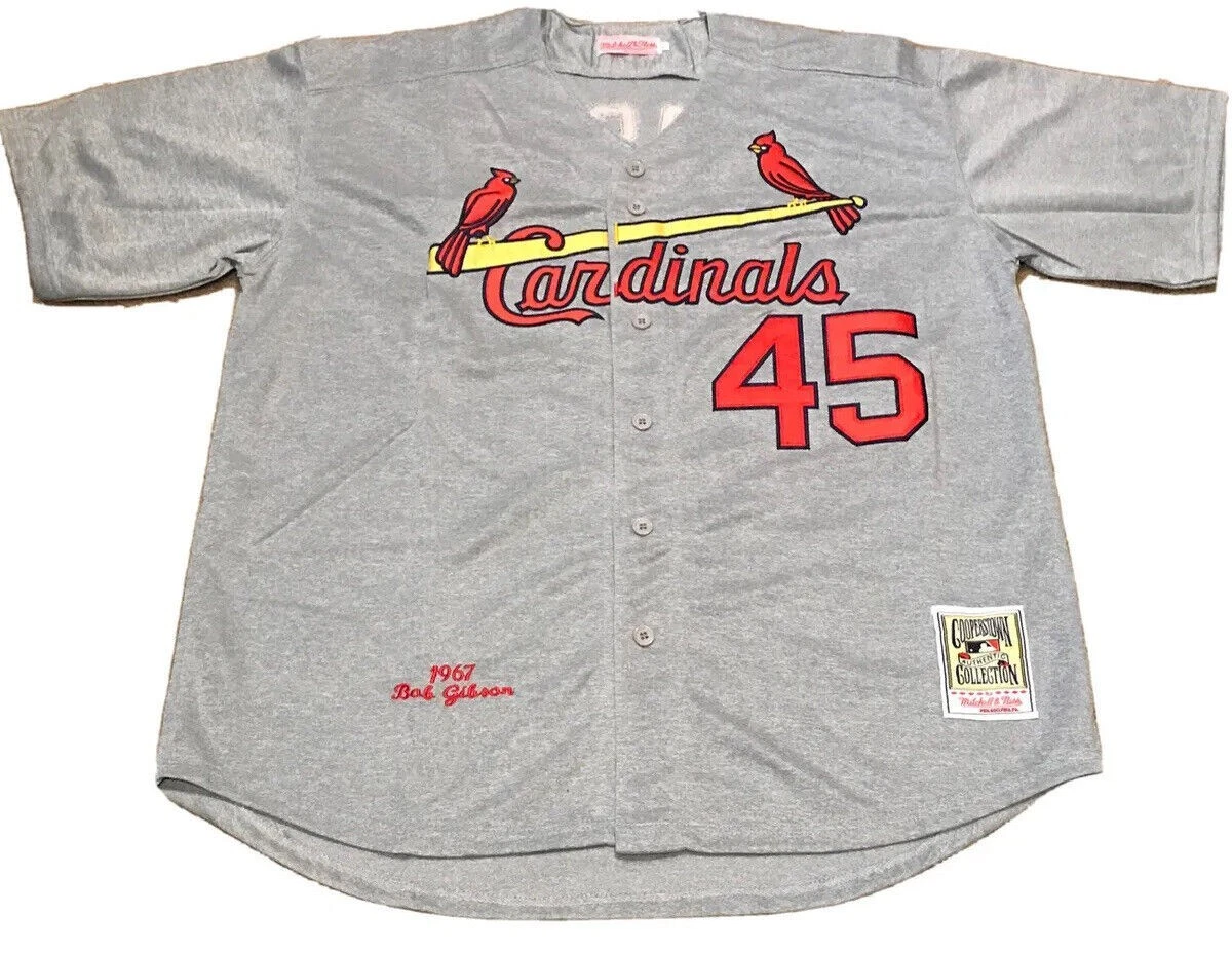 Bob Gibson St Louis Cardinals Retro Throwback Jersey Mens XL NWT 1967 Road  Gray!