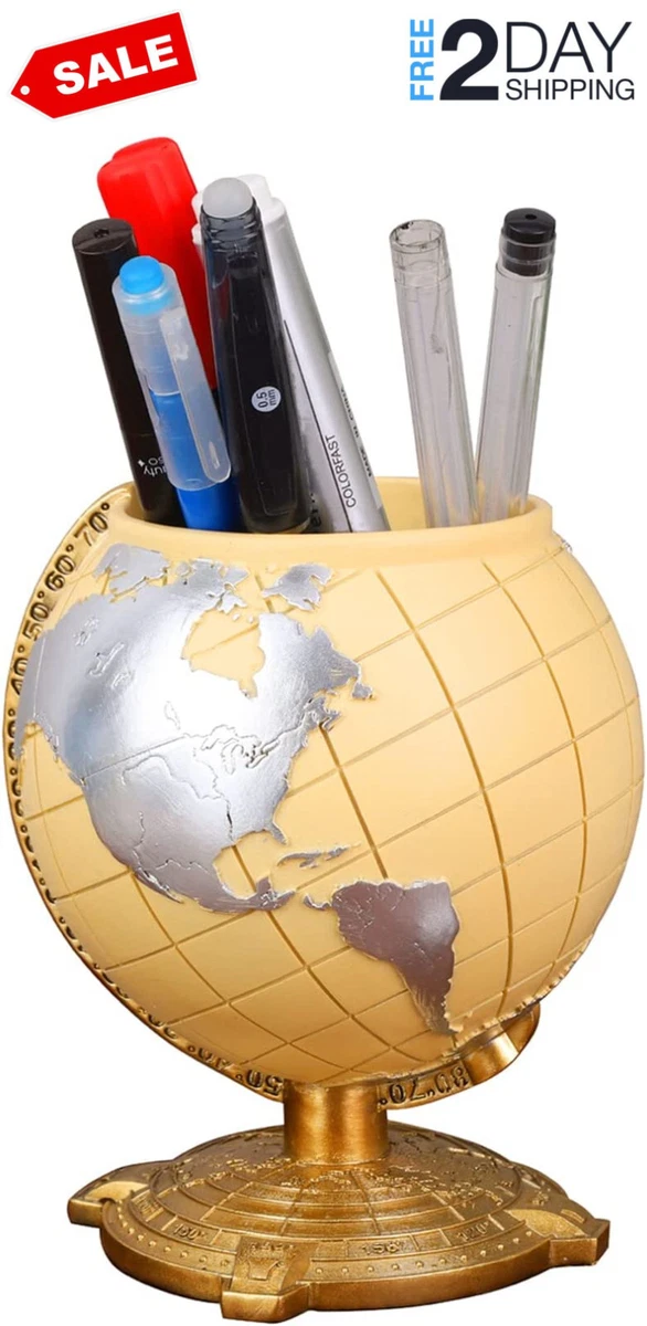 Globe Pen Holder Desk Decor Organizer Cute Cool Fun Vintage Pencil ...