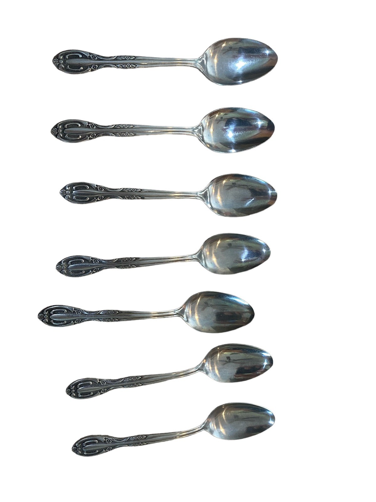 7-Piece Vintage National Stainless Scroll Floral Spoons Silverware Set