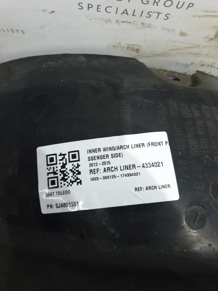 Seat Toledo 2012-2015 INNER WING/ARCH LINER (FRONT PASSENGER SIDE) 5JA809961 - Image 4 of 4