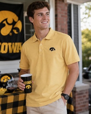 HYP Iowa Hawkeyes Mens XL Polo Shirt Yellow Embroidered NCAA College Cotton