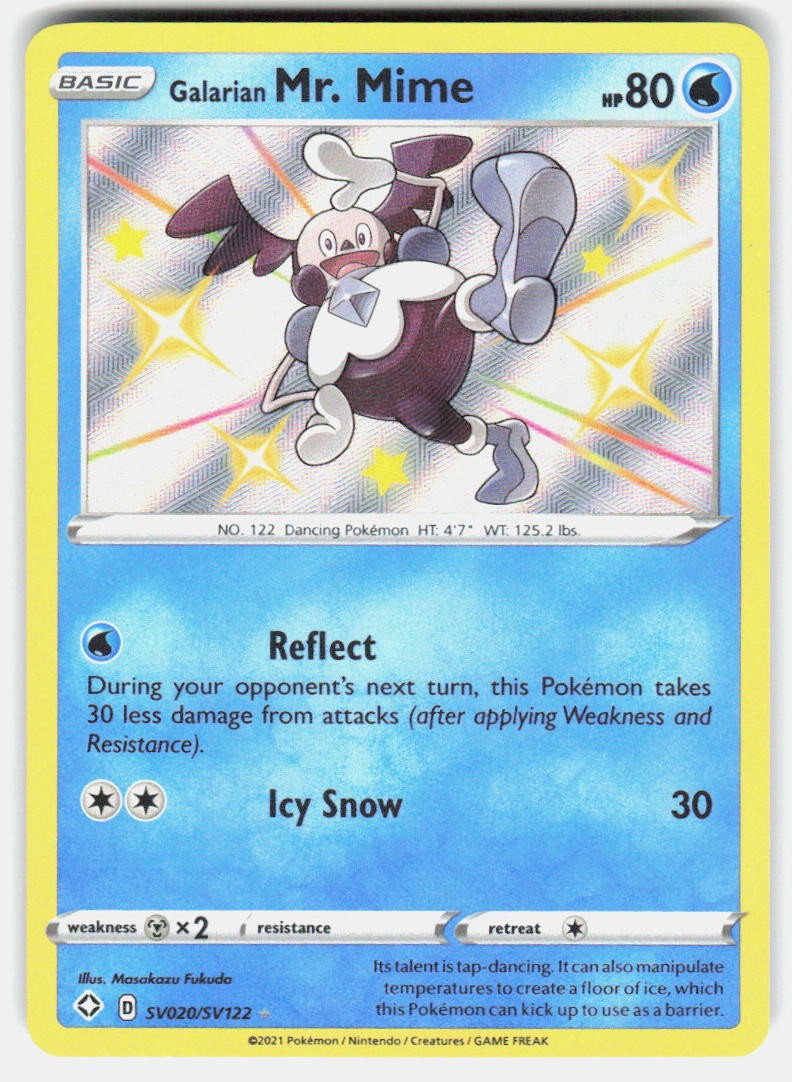 Galarian Mr. Mime SV020/SV122 Shining Fates Shiny Vault Pokemon Holo NM