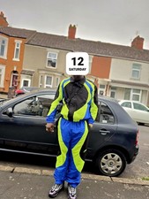 Cortiez Men?s 2pc Tracksuit Set Colourblock Mesh Blue/Black/Green Size M