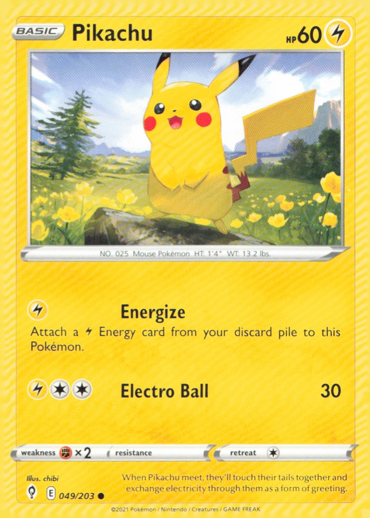 Pikachu Common SWSH07: Evolving Skies 049/203 NM