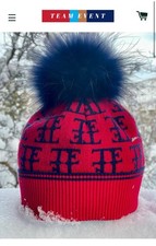Gorro Team Event 100 % lana azul y rojo con pompón extraíble nuevo sin etiquetas