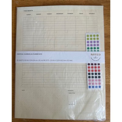 Noted by Post-it Perpetual Calendar Planner Dots Cream 9.5x12 30 Sheets 3M NEW