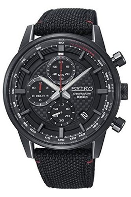 Seiko Neo Sports SSB315P1 Men's Quartz Watch Black Nylon 43mm 100m WR New