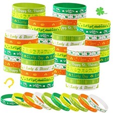 St. Patrick's Day Silicone Wristbands Bracelets 10 Styles Green Shamrock 60
