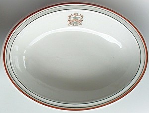RARE 1920s Mayer China Restaurant Ware La Grande Hotel Oregon Oval Bowl/Dish VGC