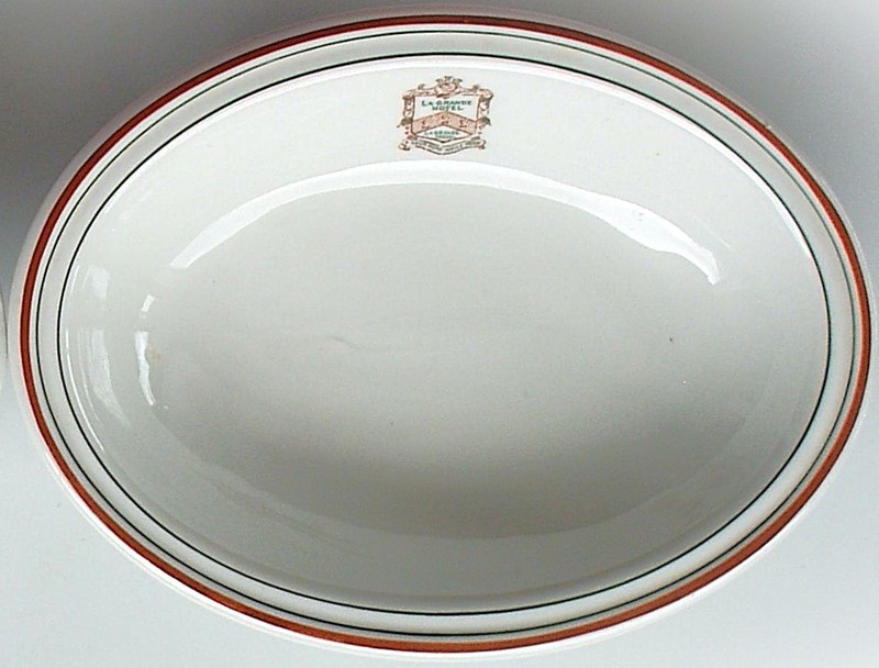 RARE 1920s Mayer China Restaurant Ware La Grande Hotel Oregon Oval Bowl/Dish VGC
