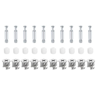 10Set 15x14mm Möbel Cam Lock Fitting mit 5,8 x32mm Dübel Befestigungen