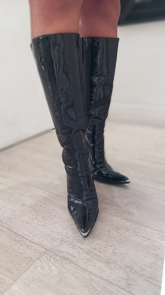 BOTTES LUICHINY EN  CUIR VERNI TALONS AIGUILLES T37 - Photo 3/4