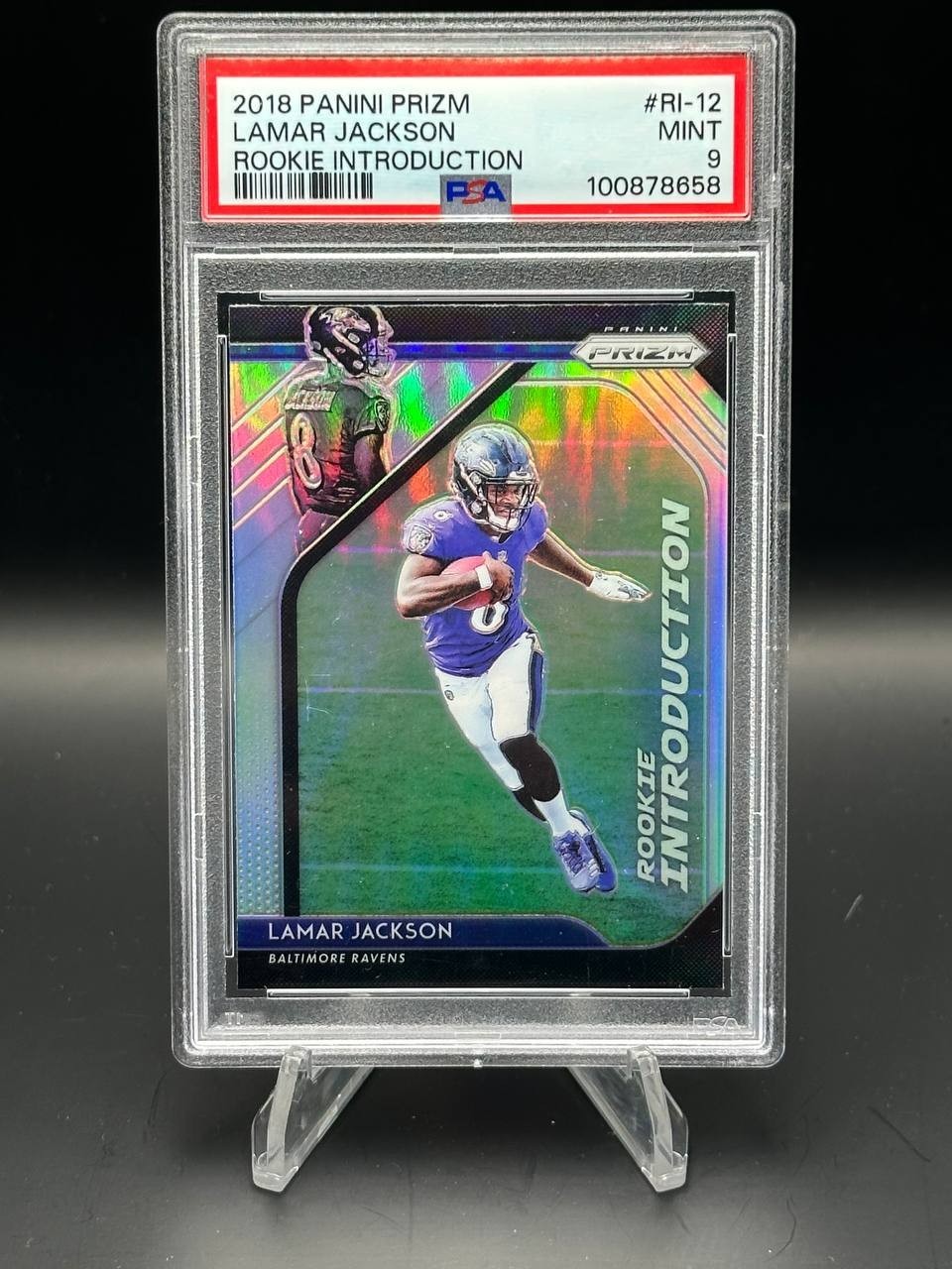 2018 Panini Prizm LAMAR JACKSON Rookie Introduction PSA 9 #RI-12 Ravens