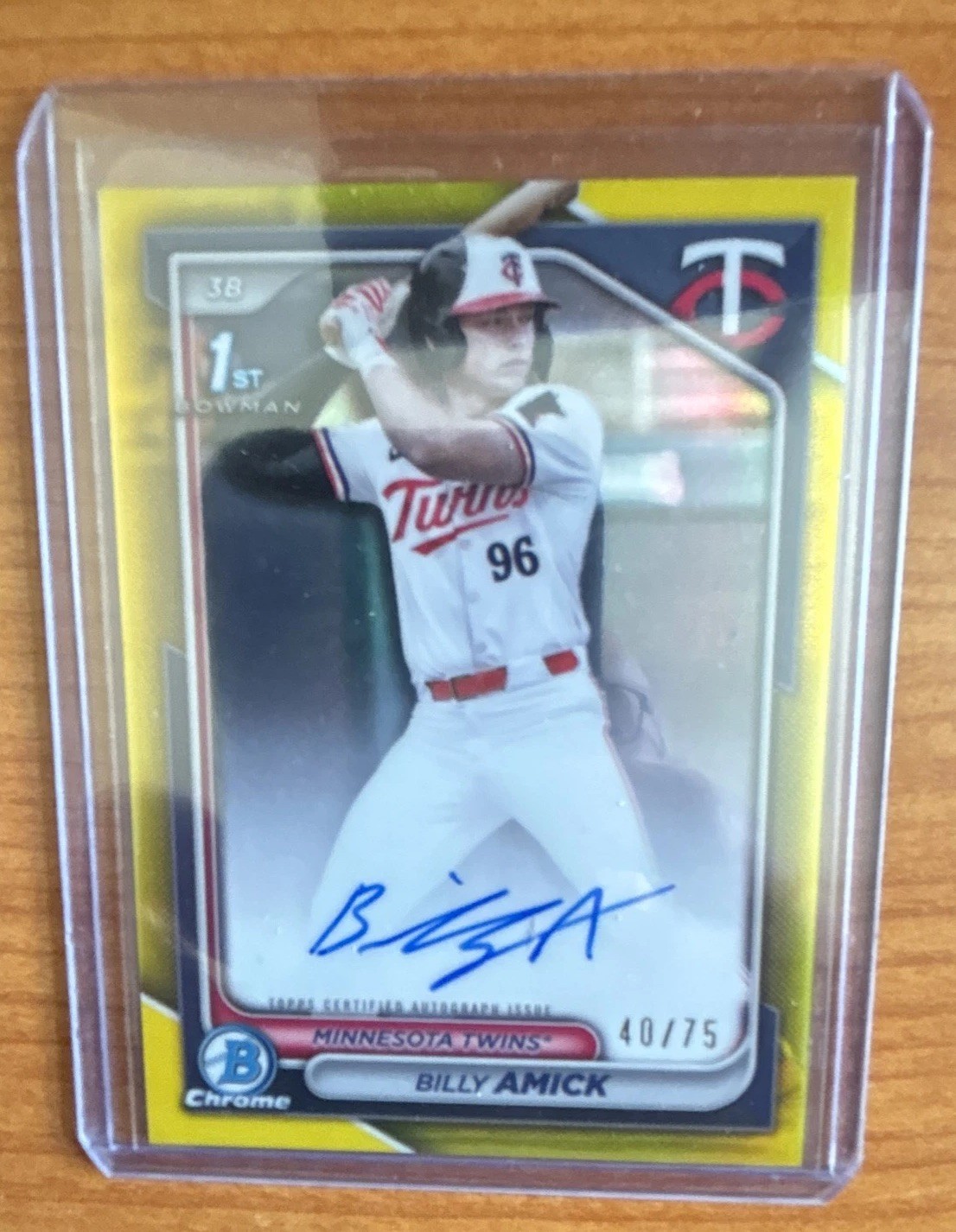 2024 Bowman Draft Chrome 1st Bowman Yellow Refractor /75 Billy Amick #CPA-BA