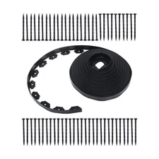 1.5 Inch 100FT Black Landscape Edging with 60 Spikes for Lawn Garden Edging