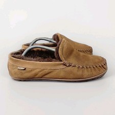 LL Bean Wicked Good Venetian Slippers Mens 9 Brown Suede Shearling 296508