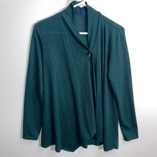 Apt. 9 Hunter Green Off Center Button Cardigan Top Size Small