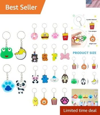 Durable 100pcs Silicone Cartoon Keychains - Perfect for Classroom Prizes & Gifts