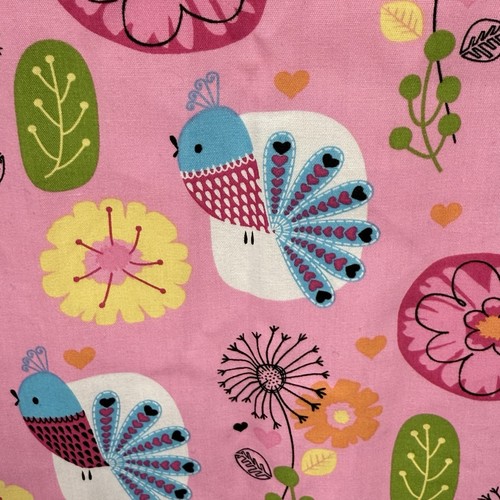 SB Scrubs Scrub Top Plus 2X Pink Flowers And Birds Nurse Uniform Floral Cotton - Picture 3 of 6
