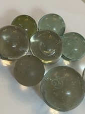 Antique Handmade Marbles -Clear And Aqua Glass c.1900 Job Lot